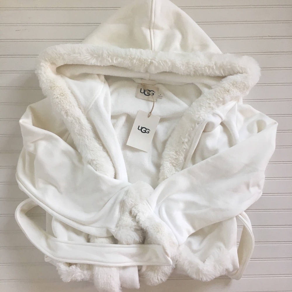 UGG Duffield Deluxe II Faux Fur Hooded Robe Size M